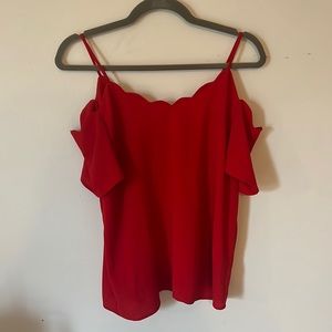 Scalloped Red Blouse